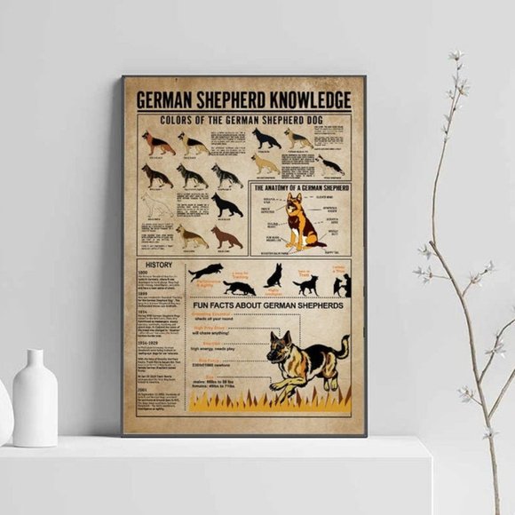 German Shepherd Knowledge Wall Art Poster No Frame - Picture 1 of 1